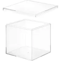 Merkloos Boîte de rangement en acrylique transparent avec couvercle, dimensions 15 x 15 x 15 cm
