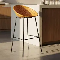 Dmora Trong - Tabouret, 51x82x58h cm Jaune Moutarde, 2 pcs Intérieur/extérieur Assise Ajourée