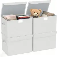 Merkloos Lot de 4 boîtes de rangement pliables avec couvercle, dimensions : 38 x 25 x 25 cm