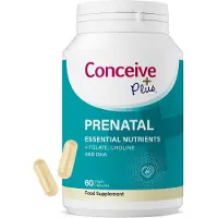 Conceive Plus Prenatal avec DHA, 60 Capsules, Complément Alimentaire pour la Grossesse avec DHA, Acide Folique, Choline, Fer et Calcium, 1 Mois de Cur