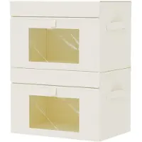 Merkloos XSNY17BEL-2 : Boîtes de rangement avec couvercle - Paniers cube organisateurs avec fenêtre, lot de 2