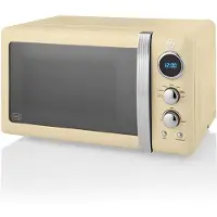 Swan SM22030CNEU Four à micro-ondes numérique rétro 20L, 5 niveaux de puissance, décongélation, minuterie Crème