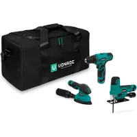 Vonroc Set d'outils 12V | Comprend 3 machines, 3 batteries et un sac à outils