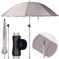 Pro Beach Parasol de jardin gris réglable 190 cm