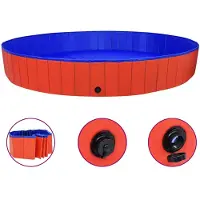vidaXL Piscine pliable pour chien , rouge, 300 x 40 cm, PVC