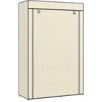 HOMCOM Armoire en tissu avec 2 tringles à vêtements, 6 compartiments, couleur crème