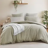 Merkloos Ensemble de literie réversible 3 pièces, comprenant une housse de couette de 220x240 cm en beige taupe et deux taies d'oreiller de 80x80 cm