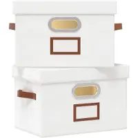 Merkloos Boîtes de rangement pliables avec couvercles et poignées, lot de 2
