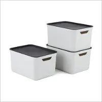 Merkloos Lot de 3 boîtes de rangement décoratives avec couvercle, capacité de 16 litres