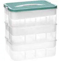 Merkloos Boîte de rangement avec couvercle, 3 niveaux, transparente, avec compartiments réglables
