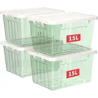 Merkloos Lot de 4 boîtes de rangement transparentes de 15 litres