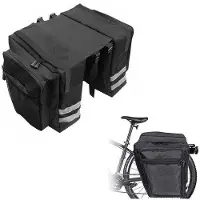 Benza Sacoche arrière pour vélo, compatible avec porte-bagages, marque Ibenzoa, double, étanche (600D), 30 litres, noir, 31,5 x 16 x 31,5 cm, amovible