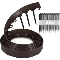 Merkloos Bordure de jardin en plastique flexible, 10 mètres, couleur marron