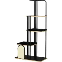 Aosom Arbre à chat de 170 cm, avec coussin, plateforme d'observation et griffoir en acier