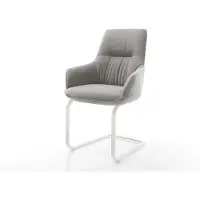 DELIFE Cantilever Zelia-Flex avec accoudoirs tissu structuré doux gris pied cantilever plat blanc ressorts ensachés
