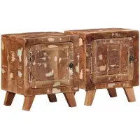 vidaXL Table de chevet 2 pcs 40x32x46 cm bois massif de récupération
