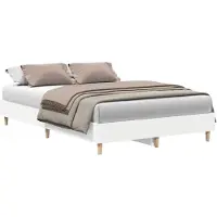 vidaXL Cadre de lit sans matelas Blanc 135x190 cm Bois composite