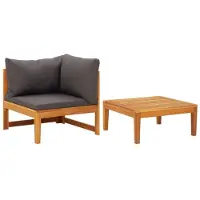 vidaXL Ensemble de salon de jardin 2 pièces avec coussins gris foncé en bois d'acacia