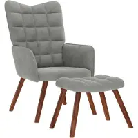 vidaXL Fauteuil relax avec pouf gris clair velours