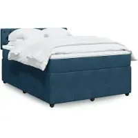 vidaXL Lit boxspring avec matelas bleu 140x200 cm velours