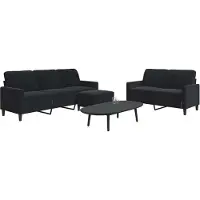 vidaXL Ensemble de canapés 3 pièces avec coussins Noir velours