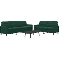 vidaXL Ensemble de canapés 2 pièces avec coussins vert foncé velours