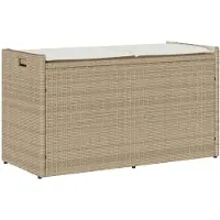 vidaXL Banc d'extérieur avec espace de rangement et coussins Beige 100 cm