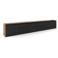 Skraut Home PULLER, Meuble TV, Banc Télé, 309x50x35 cm, Pour les TV jusqu'à 80", Meubles de salon, Noir et chêne