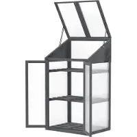 Outsunny , mini-serre en bois, dimensions 70 x 50 x 120 cm, serre de culture en gris