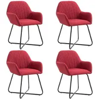 vidaXL Chaise de salle à manger 4 pcs. Tissu rouge vin