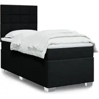 vidaXL Lit boxspring avec matelas noir 80x200 cm tissu