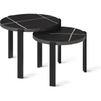 Vicco Set de tables basses Norin Marbre noir/Noir 60x60cm, Model 61835