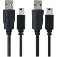 Cellonic 2x Câble Mini USB vers USB A 2.0 1A 1m compatible avec TomTom Rider Pro / GO 520, GO 630, GO 720, GO 730 / ONE XL / XL 2 / Trucker 5000 Navigation GPS transfert données data charge PVC noir