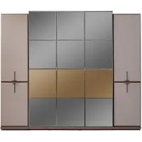AEA Kleiderschrank Garderobenschrank Design Holzschrank mit Spiegel Grau