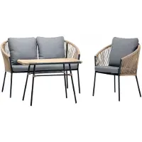 AEA Rattanmöbel Lounge Garten Terrasse Sofa Möbel Balkon Couch 2+1 + Couchtisch