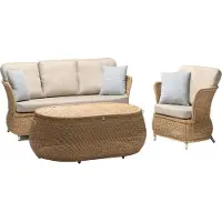 AEA Robuste Sofa 3-Sitzer Garten Rattan Garnitur Edler Couchtisch Gartenmöbel Sessel