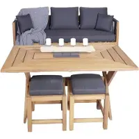 AEA Terrassenmöbel Gartenmöbel Set Sofa Couch Holz Esstisch Komplett 2x Hocker