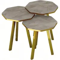 AEA Elegantes graues Couchtisch-Set aus Holz und Metall