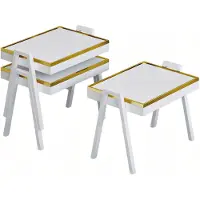 AEA Elegantes weißes Couchtisch-Set aus Holz im modernen Stil