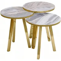 AEA Elegantes graues Couchtisch-Set aus Holz und Metall