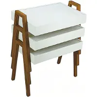 AEA Elegantes weißes Couchtisch-Set aus Holz im modernen Stil
