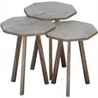 AEA Moderner grauer Holz-Couchtisch-Set für Wohnzimmer