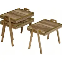 AEA Couchtisch-Set aus Holz in Braun modern minimalistisch