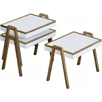 AEA Elegantes weißes Couchtisch-Set aus Holz im modernen Design