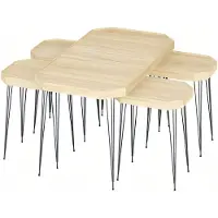 AEA Beige Holz Couchtisch mit Beistelltischen Modern Elegant Set