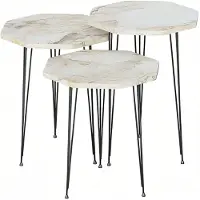 AEA Elegantes Beiges Couchtisch-Set aus Holz und Metall