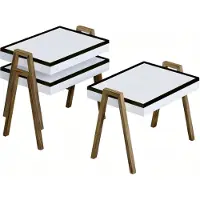 AEA Elegantes weißes Couchtisch-Set aus Holz im modernen Stil