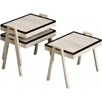 AEA Couchtisch-Set aus Holz in Beige modern und stilvoll