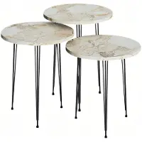 AEA Elegantes Beiges Couchtisch-Set aus Holz und Metall