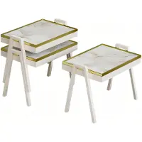 AEA Weißes Holz Couchtisch-Set modern elegant